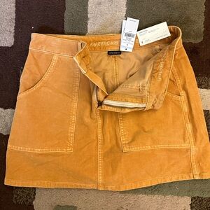 NWT American Eagle Hi-Rise A-Line Yellow Mini Skirt sz 8, Corduroy Stretch